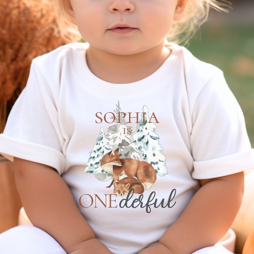 ONEderlful 1st First Birthday Cute Fox Outfit Toddler T_shirt