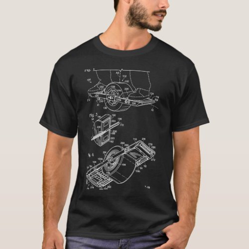 Onehweel Owner Gift  Retro Onewheel Patent Drawing T_Shirt