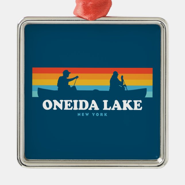 Oneida Lake New York Canoe Metal Ornament (Front)
