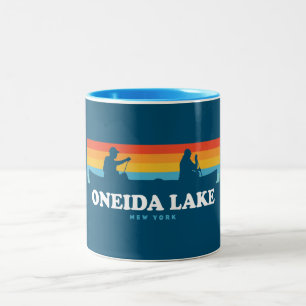 Oneida Lake New York Canoe Two-Tone Coffee Mug