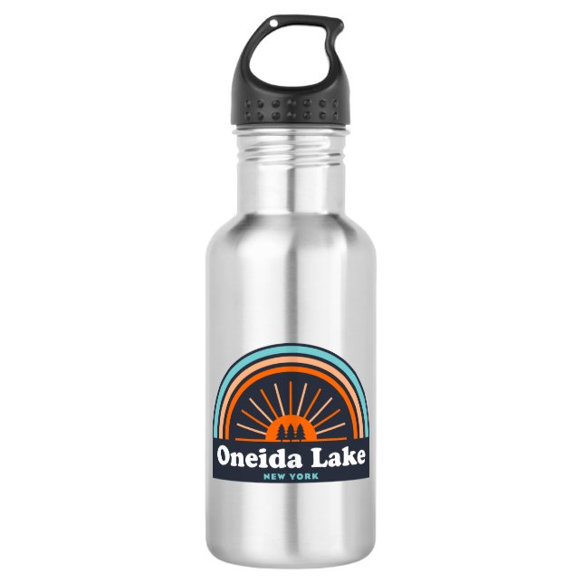 Oneida Lake New York Rainbow Stainless Steel Water Bottle (Front)