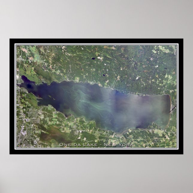 Oneida Lake New York Satellite Poster Map (Front)
