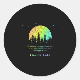 Oneida lake outdoor adventure family vacation classic round sticker