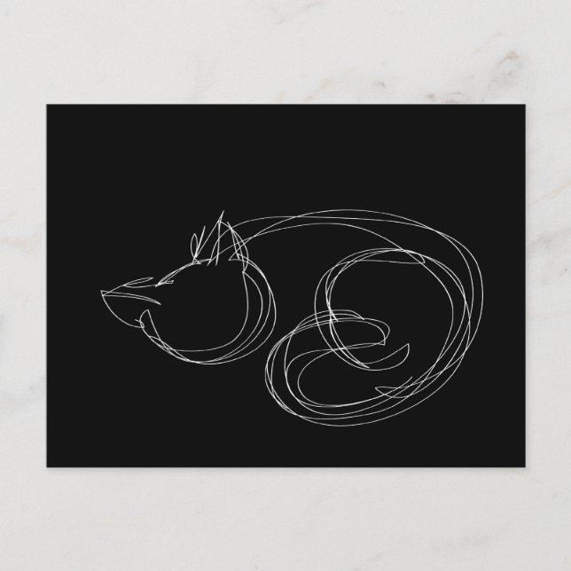 Oneliner Cat Black Postcard (Front)