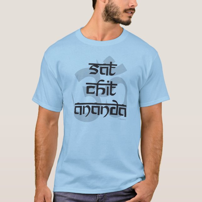 Oneness Mantra Om Sat Chit Ananda Blue T-Shirt (Front)