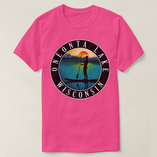 Oneonta Lake Wisconsin Paddleboarding T-Shirt (Design Front)