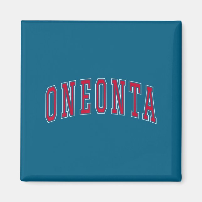 Oneonta New York Souvenir College Style Red Text T Magnet (Front)