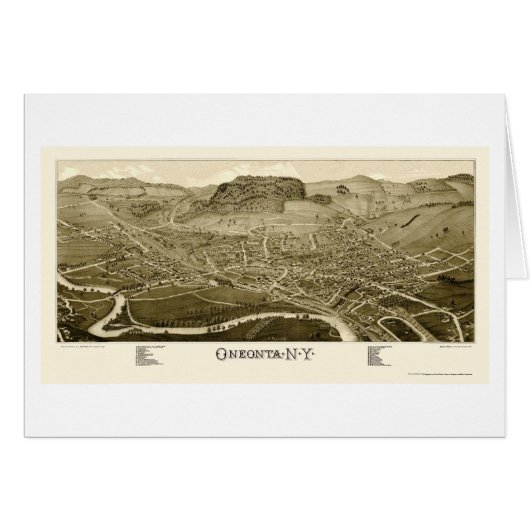 Oneonta, NY Panoramic Map - 1884 Cards (Front Horizontal)