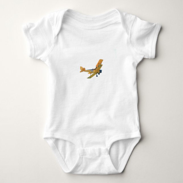 Onesy with yellow Bi - Plane, Airplane, Plane Baby Bodysuit (Front)