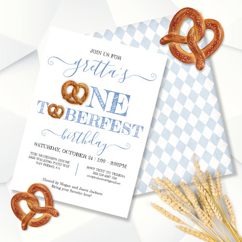 Onetoberfest Pretzel Birthday Party Invitation