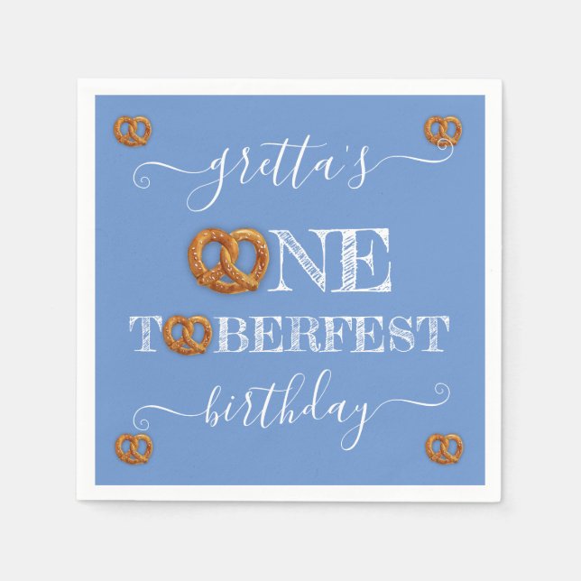 Onetoberfest Pretzel Birthday Party Napkins (Front)
