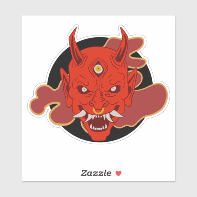 Oni Japanese Hannya Mask Style Traditional  Sticker (Sheet)
