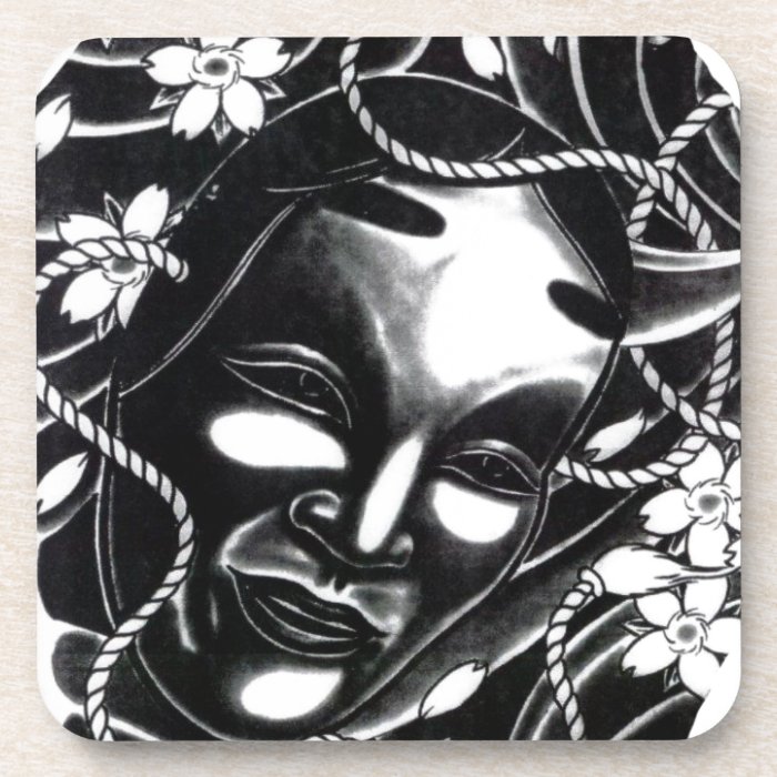 Oni Kabuki Mask Drink Coaster