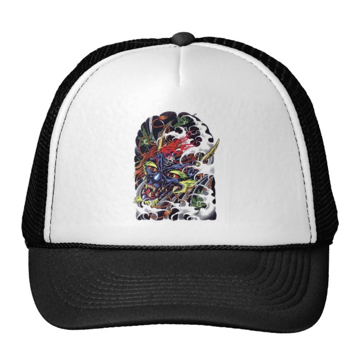 Oni & Maple Tattoo Design Mesh Hat