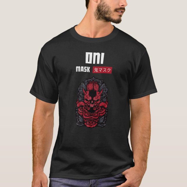 Oni Mask Japanese Demon Face Devil Ronin T-Shirt (Front)