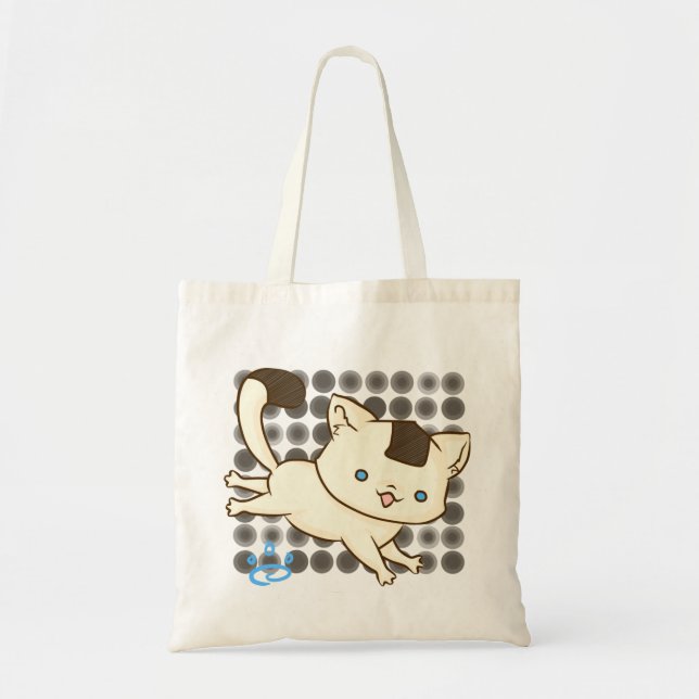 Onigiri Cat Frolic Tote (Brown Polka) Bag (Front)