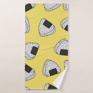 Onigiri (japanese rice ball) background. Seamless  Bath Towel