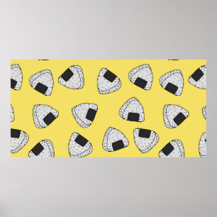Onigiri (japanese rice ball) background. Seamless Poster
