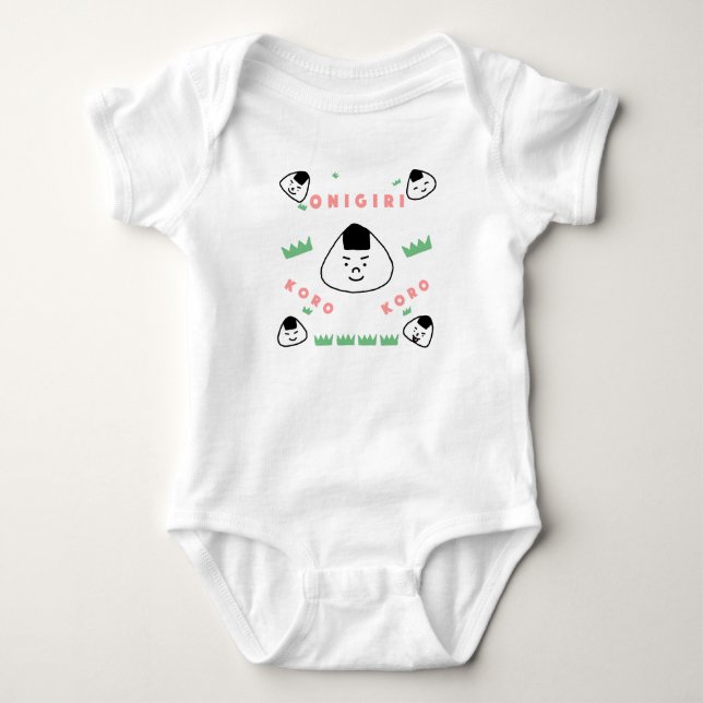 Onigiri  Koro Koro (the Rolling Rice Balls) Baby Bodysuit (Front)