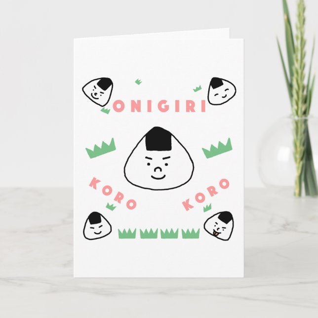 Onigiri Koro Koro (the Rolling Rice Balls) Note Card (Front)