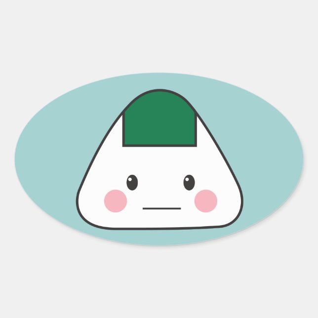 Onigiri omusubi Japanese rice ball seaweed nori Oval Sticker (Front)