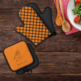 Onion and garlic kitchen orange Oven Mitt & Pot Holder Set
