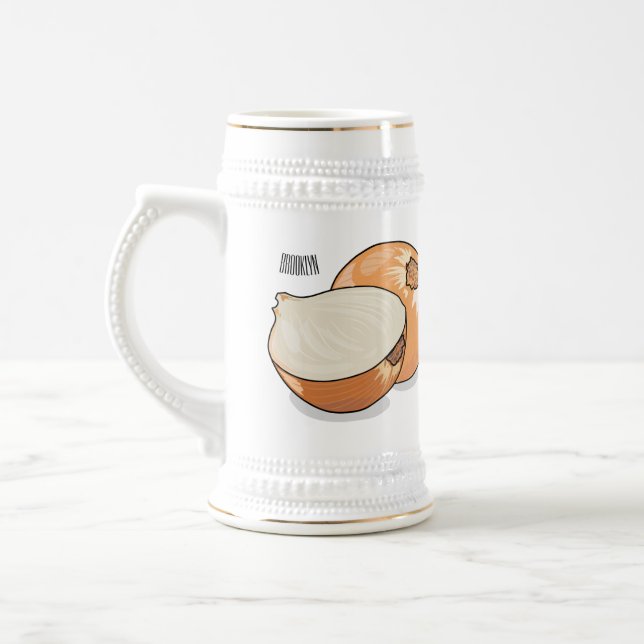 Onion cartoon illustration  beer stein (Left)