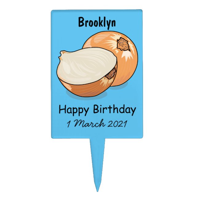 Onion cartoon illustration cake topper (Front)