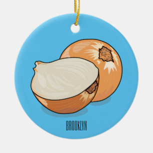 Onion cartoon illustration ceramic ornament