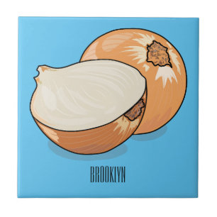 Onion cartoon illustration  ceramic tile