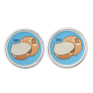 Onion cartoon illustration cufflinks