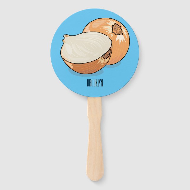 Onion cartoon illustration  hand fan (Front)