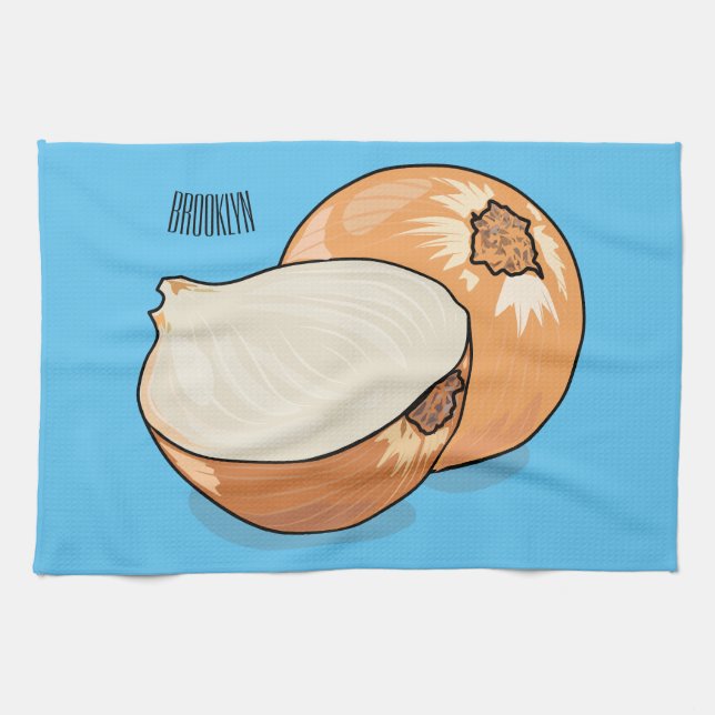 Onion cartoon illustration  kitchen towel (Horizontal)
