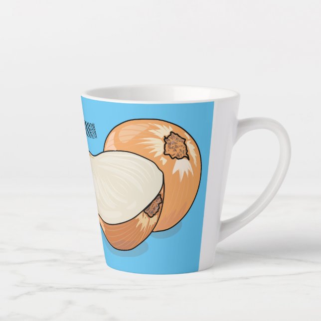 Onion cartoon illustration  latte mug (Right)