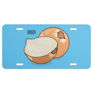 Onion cartoon illustration  license plate