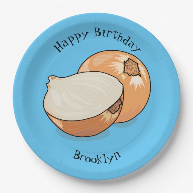 Onion cartoon illustration paper plates (Front)