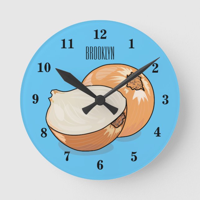 Onion cartoon illustration round clock (Front)