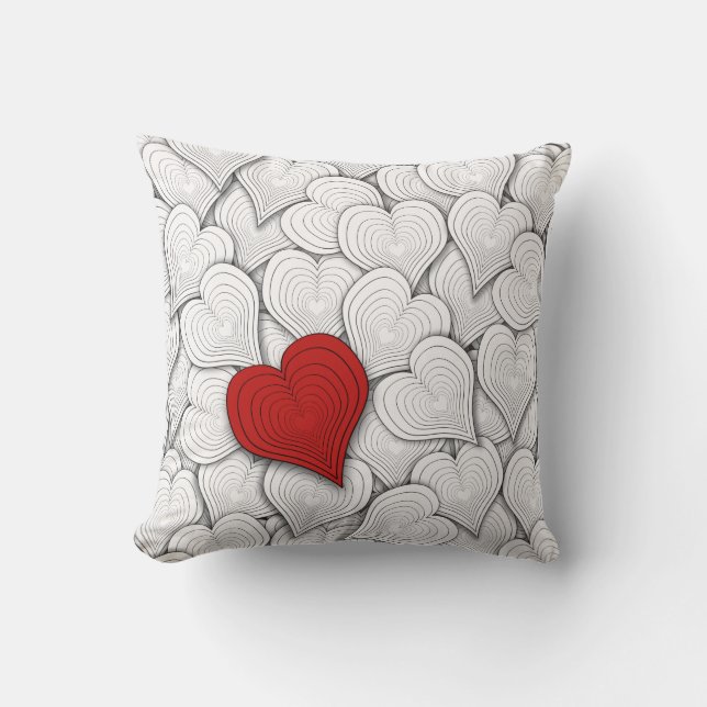 Onion Hearts Valentine Illustration Throw Pillow (Front)