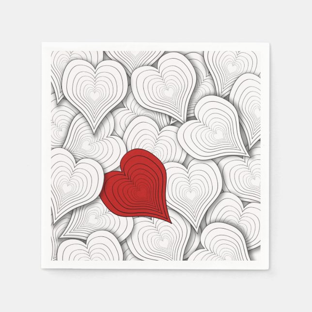 Onion Hearts Whimsical Illustration Paper Napkins (Front)
