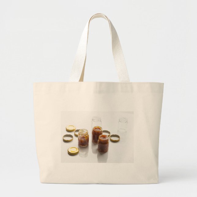 Onion pineapple chutney ingredients and preparatio large tote bag (Front)
