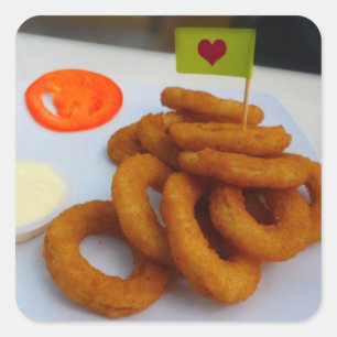 Onion Rings with Mayonnaise and Tomato Square Sticker