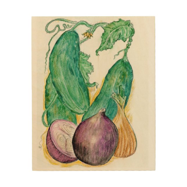 Onions and Cukes on Wood Art (Front)