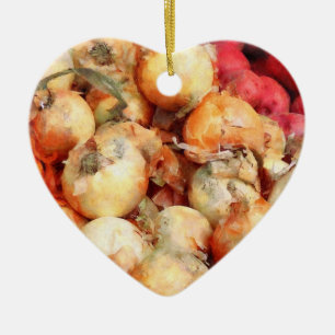 Onions Closeup Ceramic Ornament