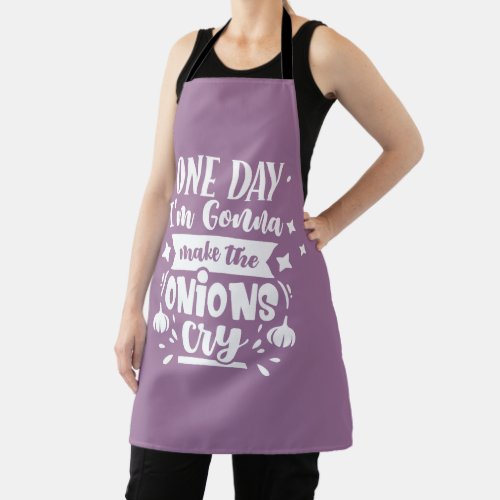 Onions cry purple typography  apron