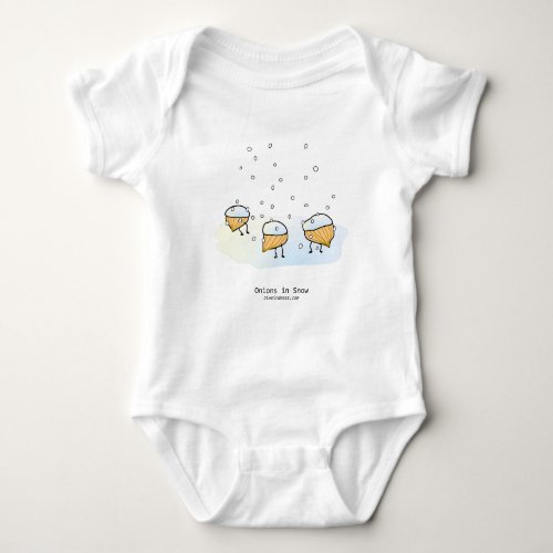 Onions in snow baby bodysuit