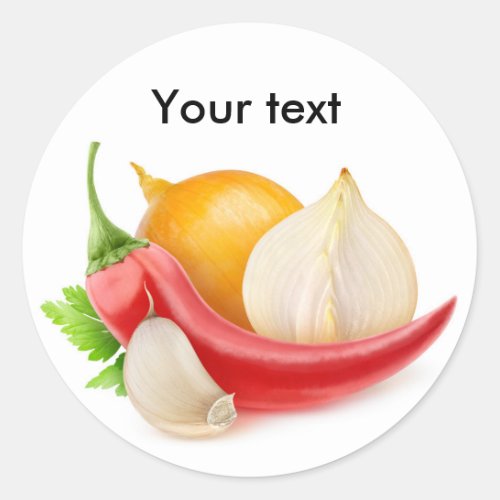 Onions pepper and garlic classic round sticker