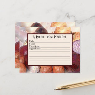 Onions with Garlic and Name Write on Recipe Card
