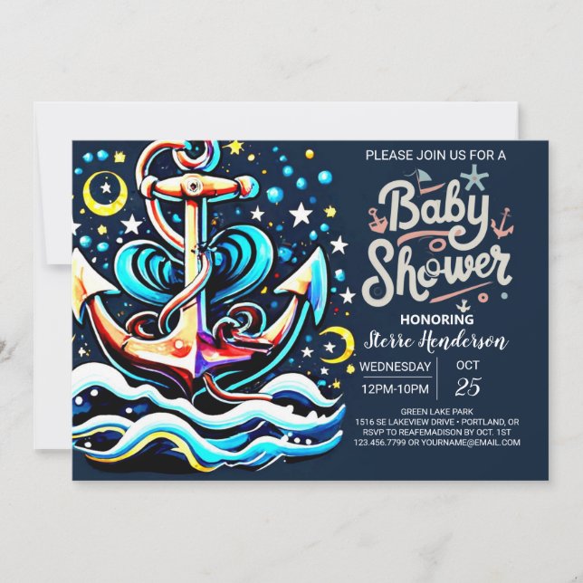 Online Anchor Boho Baby Shower Invitation (Front)