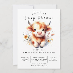 Online Animal Graceful Cow Baby Shower Invitation