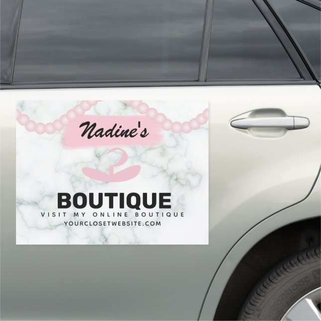 Online Boutique Clothing Fashion Marble Business Car Magnet (In Situ)